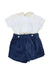 A White Shorts Sets from La Coqueta in size 0-3M for boy. (Back View)