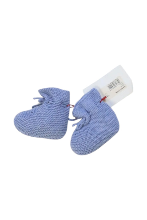 A Blue Booties from La Coqueta in size 3-6M for boy. (Front View)
