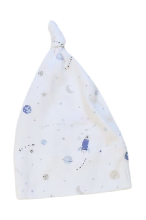 A White Winter Hats from The Little White Company in size 3-6M for neutral. (Front View)