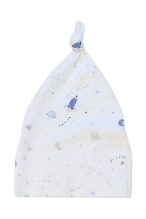 A White Winter Hats from The Little White Company in size 3-6M for neutral. (Back View)