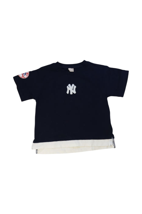 A Navy Short Sleeve T Shirts from Petit Main in size 4T for girl. (Front View)