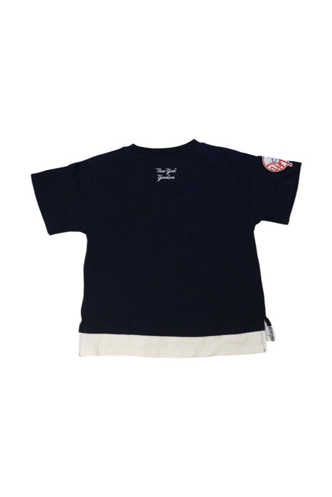 A Navy Short Sleeve T Shirts from Petit Main in size 4T for girl. (Back View)