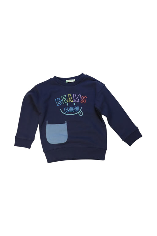 A Navy Crewneck Sweatshirts from BEAMS in size 4T for boy. (Front View)