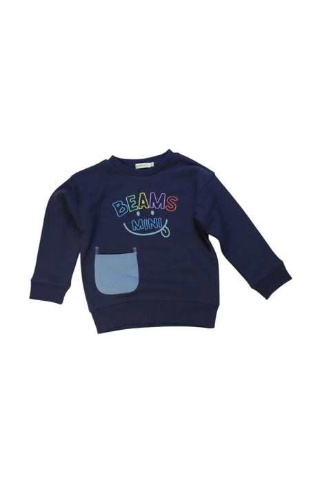 A Navy Crewneck Sweatshirts from BEAMS in size 4T for boy. (Front View)