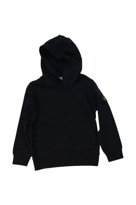 A Black Hooded Sweatshirts from Stone Island in size 4T for boy. (Front View)