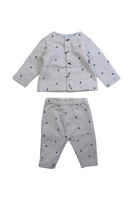 A Grey Overall Sets from Jacadi in size 6-12M for boy. (Front View)