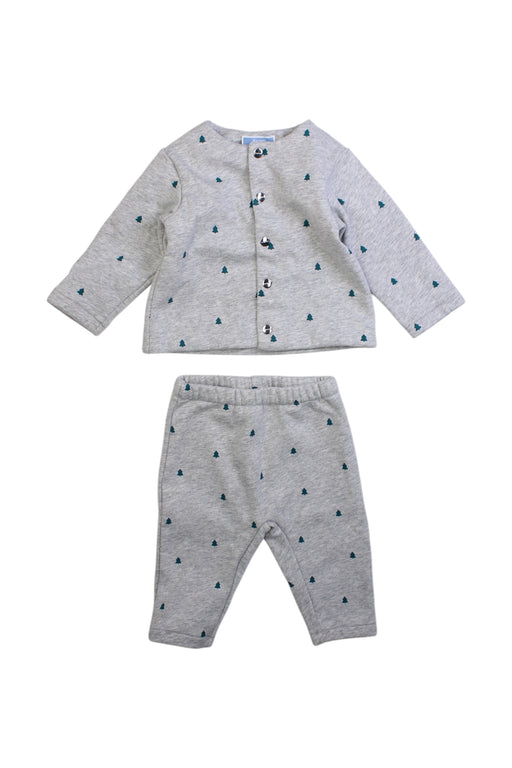 A Grey Overall Sets from Jacadi in size 6-12M for boy. (Front View)