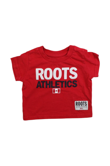 A Red Short Sleeve T Shirts from Roots in size 0-3M for boy. (Front View)