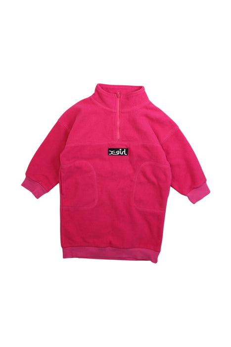 A Pink Zippered Sweatshirts from X-girl in size 6T for girl. (Front View)