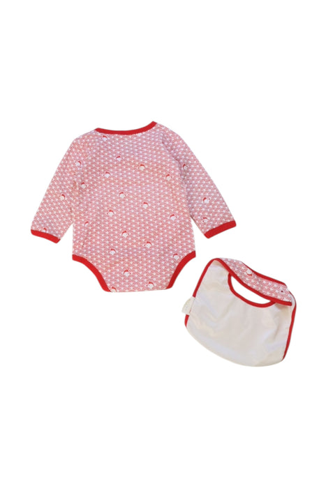 A Red Long Sleeve Bodysuits from CIGOGNE Bébé in size 6-12M for neutral. (Back View)