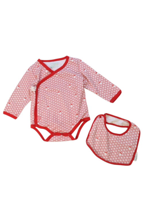 A Red Long Sleeve Bodysuits from CIGOGNE Bébé in size 6-12M for neutral. (Front View)