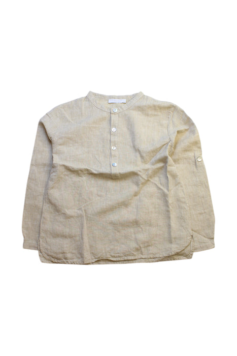 A Beige Long Sleeve Shirts from Laranjinha in size 6T for neutral. (Front View)