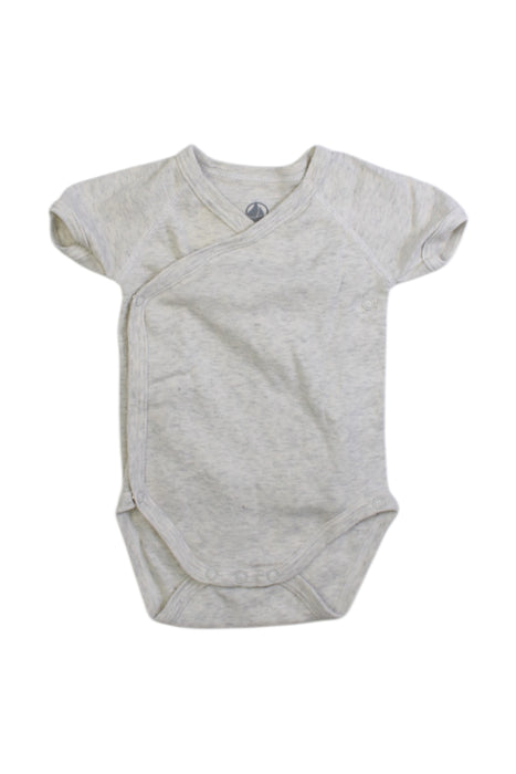 A Grey Sleeveless Bodysuits from Petit Bateau in size 0-3M for boy. (Front View)