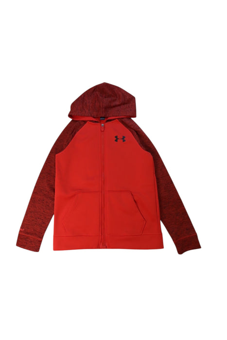 A Red Hooded Sweatshirts from Under Armour in size 11Y for boy. (Front View)