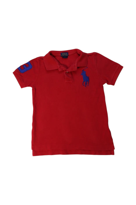 A Red Short Sleeve Polos from Polo Ralph Lauren in size 5T for boy. (Front View)