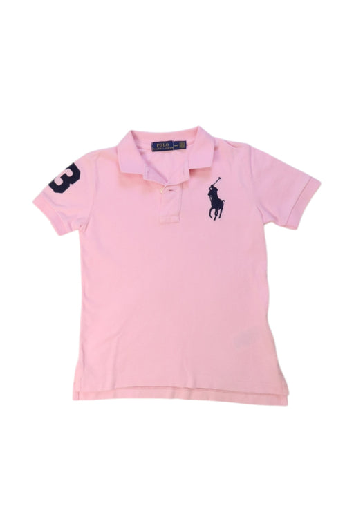 A Pink Short Sleeve Polos from Polo Ralph Lauren in size 4T for boy. (Front View)