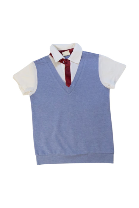 A Blue Short Sleeve Tops from Momonittu in size 6T for boy. (Front View)
