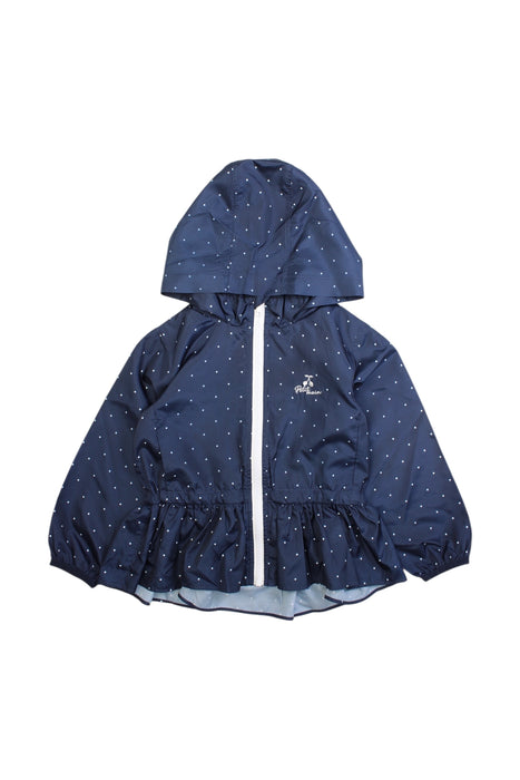 A Navy Rain Jackets from Petit Main in size 4T for girl. (Front View)