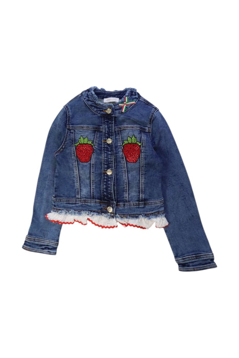 A Blue Lightweight Jackets from Monnalisa in size 8Y for girl. (Front View)