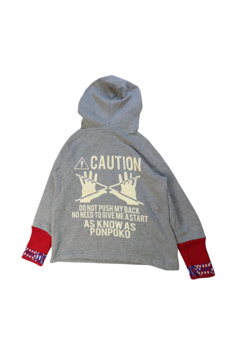 A Grey Hooded Sweatshirts from As Know As Ponpoko in size 5T for boy. (Back View)