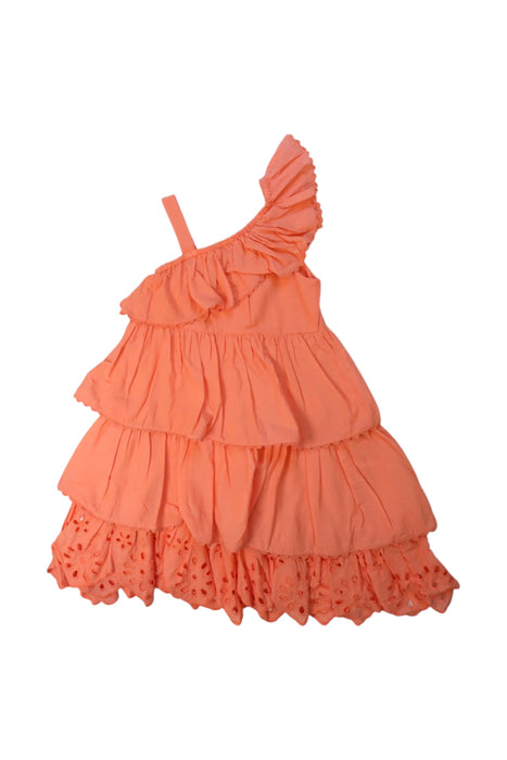 A Peach Sleeveless Dresses from Monsoon in size 7Y for girl. (Back View)