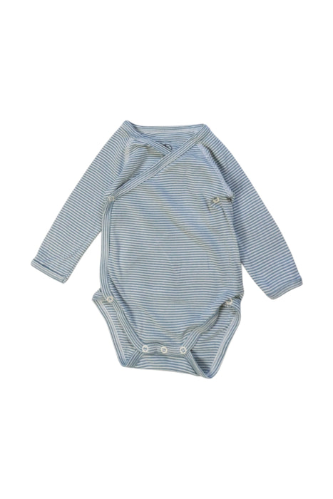 A Blue Long Sleeve Bodysuits from Petit Bateau in size 0-3M for neutral. (Front View)