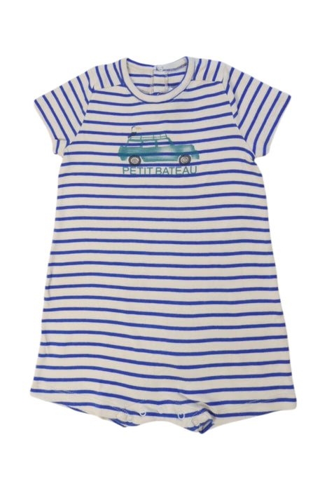 A Blue Short Sleeve Rompers from Petit Bateau in size 3-6M for boy. (Front View)