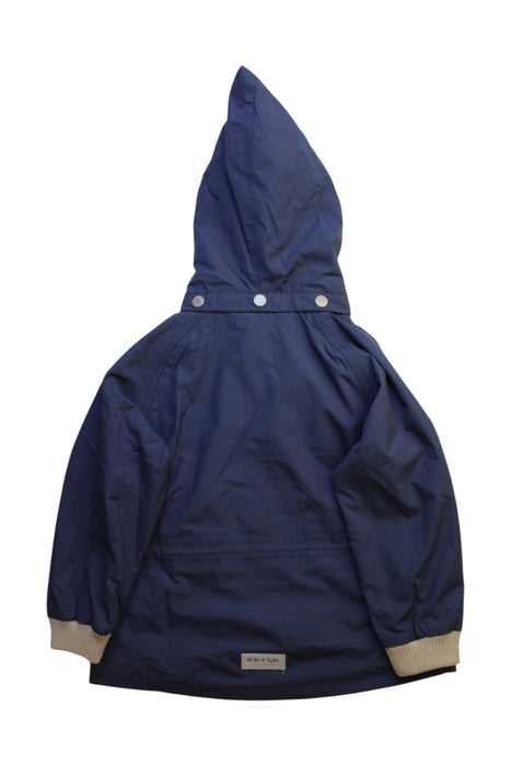 A Navy Rain Jackets from Mini A Ture in size 4T for boy. (Back View)
