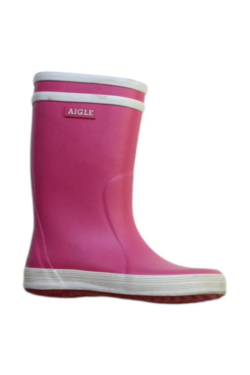 A Pink Rain Boots from Aigle in size 4T for girl. (Front View)