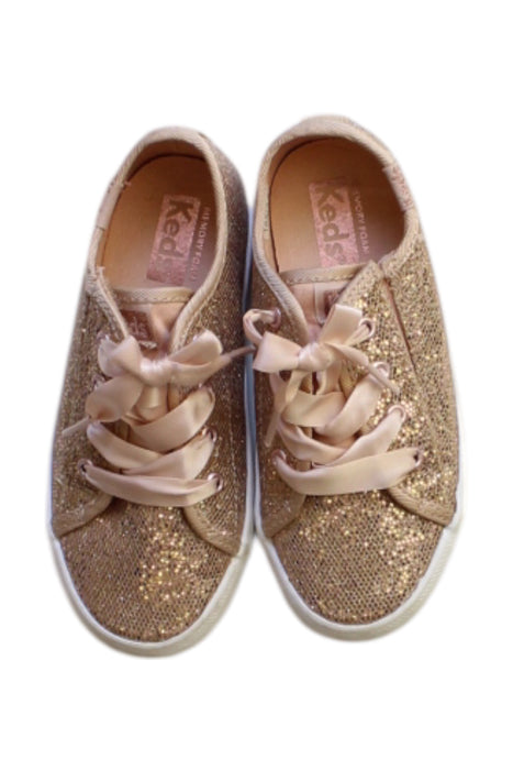 A Gold Sneakers from Keds in size 3T for girl. (Back View)