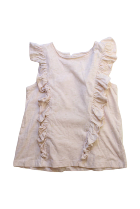 A Ivory Sleeveless Tops from Velveteen in size 6T for girl. (Front View)