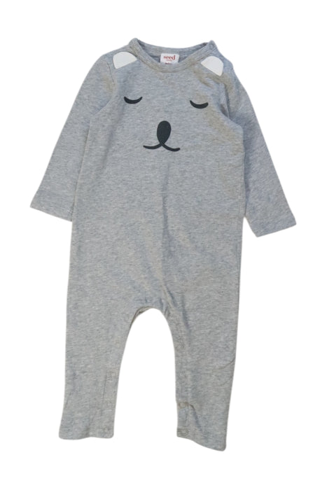 A Grey Long Sleeve Rompers from Seed in size 3-6M for boy. (Front View)
