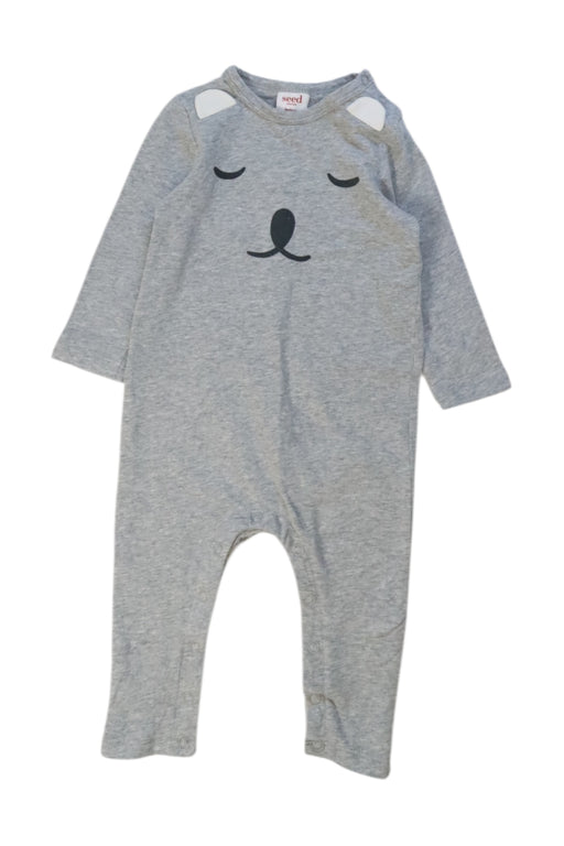A Grey Long Sleeve Rompers from Seed in size 3-6M for boy. (Front View)