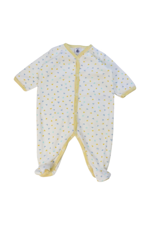 A Yellow Onesies from Petit Bateau in size 0-3M for neutral. (Front View)