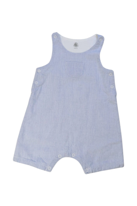 A Blue Sleeveless Rompers from Petit Bateau in size 3-6M for boy. (Front View)