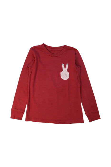 A Red Long Sleeve T Shirts from Tiny Whales in size 4T for girl. (Front View)