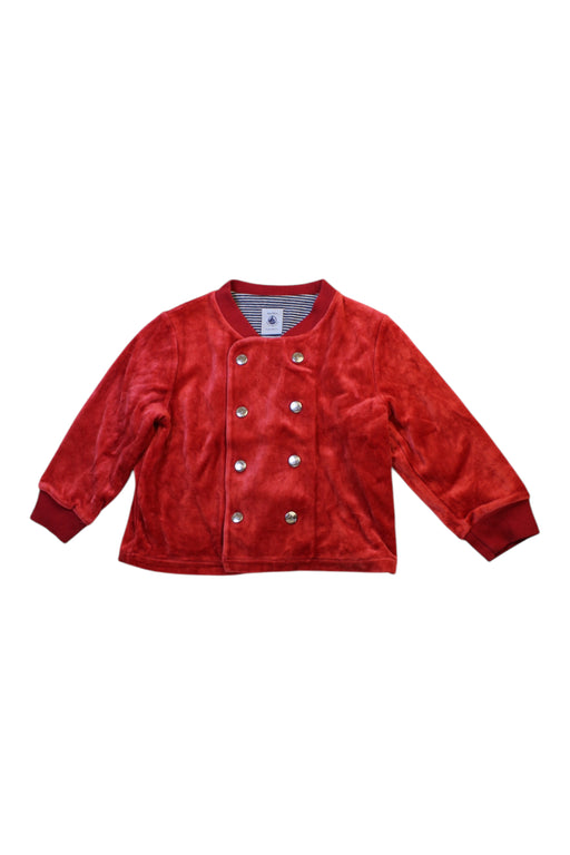 A Red Buttoned Sweatshirts from Petit Bateau in size 12-18M for boy. (Front View)