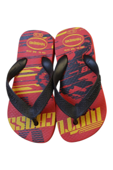 A Red Flip Flops from Havaianas in size 3T for boy. (Back View)