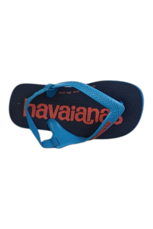 A Blue Flip Flops from Havaianas in size 3T for boy. (Front View)