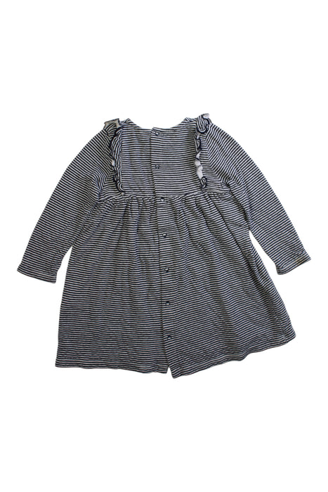 A Navy Long Sleeve Dresses from Petit Bateau in size 2T for girl. (Back View)