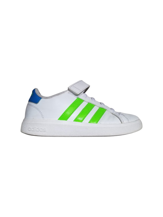 A White Sneakers from Adidas in size 6T for boy. (Back View)