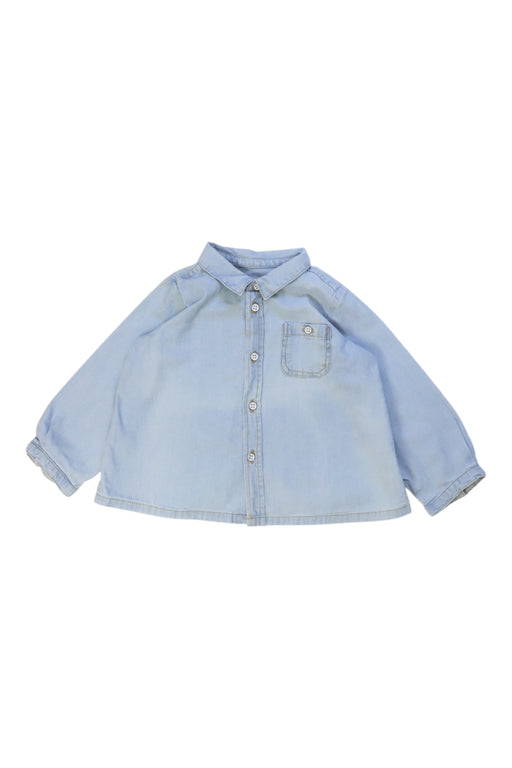 A Blue Long Sleeve Shirts from Bonpoint in size 6-12M for boy. (Front View)