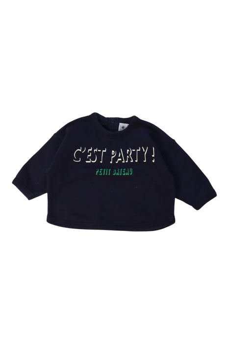 A Navy Crewneck Sweatshirts from Petit Bateau in size 6-12M for boy. (Front View)
