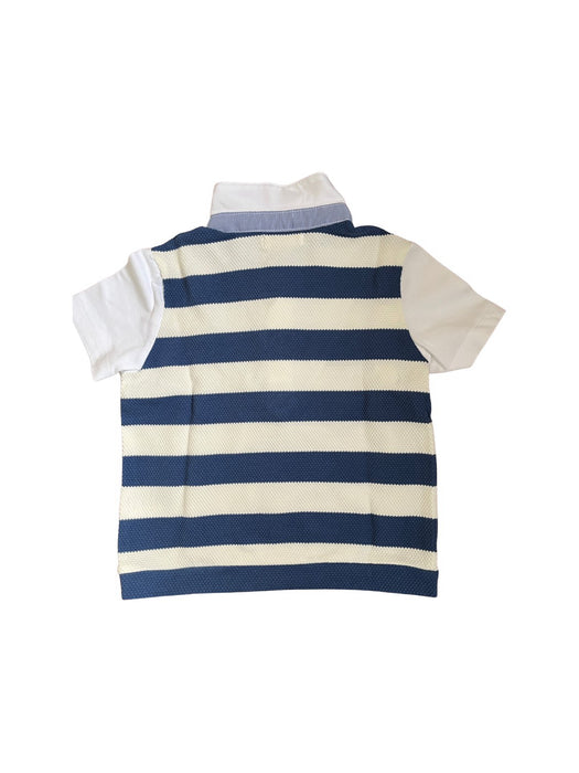 A Navy Short Sleeve Shirts from Momonittu in size 4T for boy. (Back View)