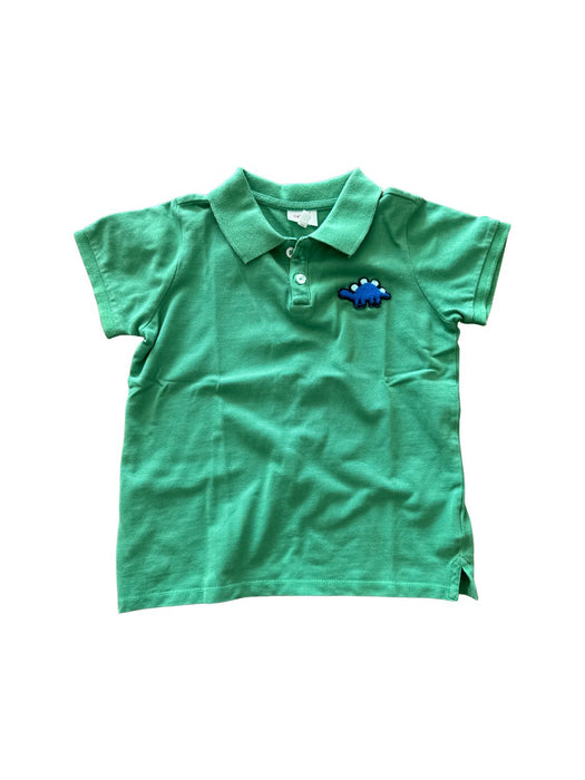 A Green Short Sleeve Polos from Seed in size 7Y for boy. (Front View)
