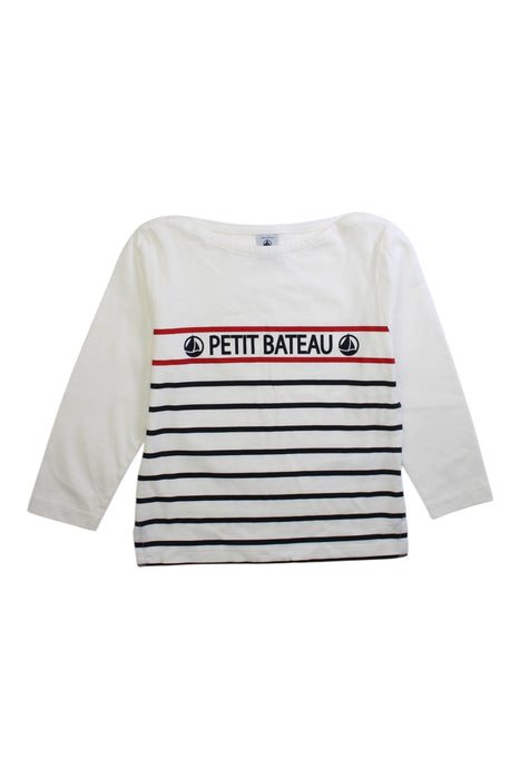 A White Long Sleeve T Shirts from Petit Bateau in size 4T for boy. (Front View)
