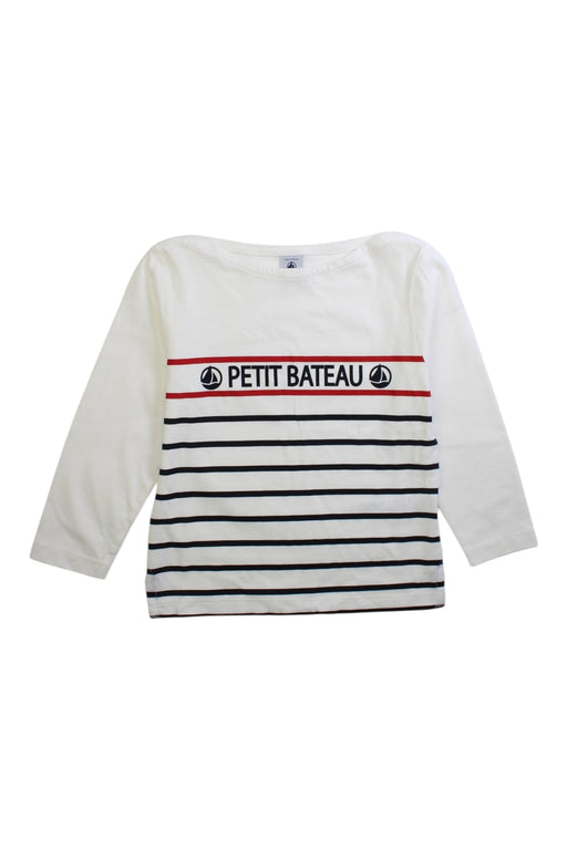 A White Long Sleeve T Shirts from Petit Bateau in size 4T for boy. (Front View)