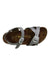 A Silver Sandals from Birkenstock in size 7Y for girl. (Front View)