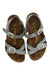 A Silver Sandals from Birkenstock in size 7Y for girl. (Back View)
