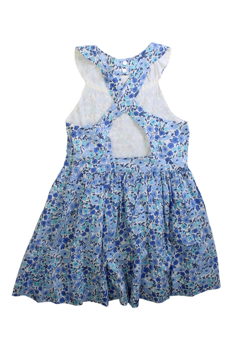 A Blue Sleeveless Dresses from Jacadi in size 5T for girl. (Back View)